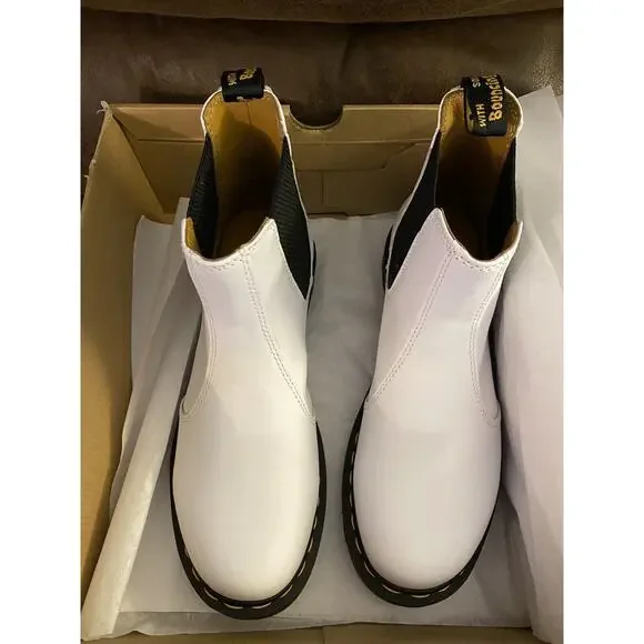 Dr Martens 2976 White Smooth Leather Chelsea Boots Shoes Sz 9 And 10 Available - Picture 4 of 10